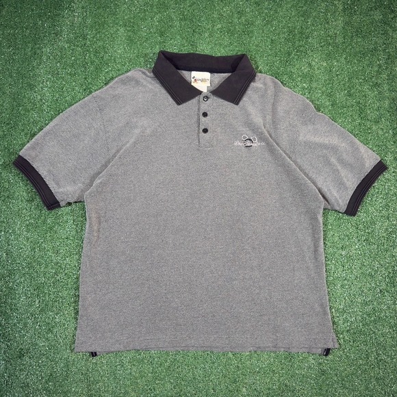 Vintage Walt Disney World Polo Shirt Gray Black Men's Size Lg Embroidered Mickey - Picture 1 of 6